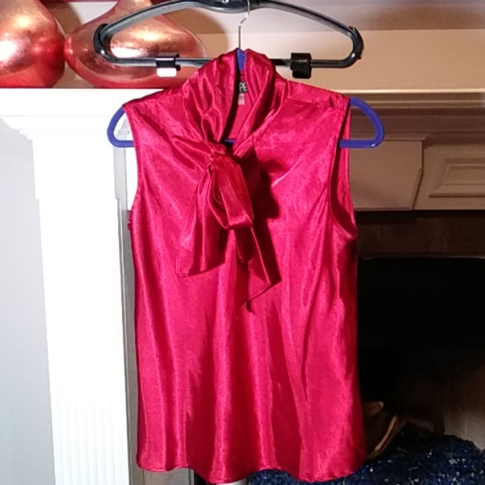 Red Pussy Bow Blouse